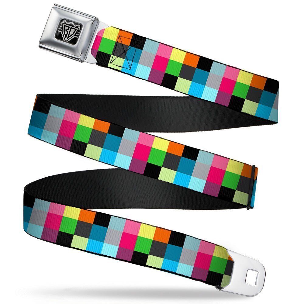 7268 Seatbelt Belt - Checker Bright Pastel - 1.5" Wide - 24-38 Inches in